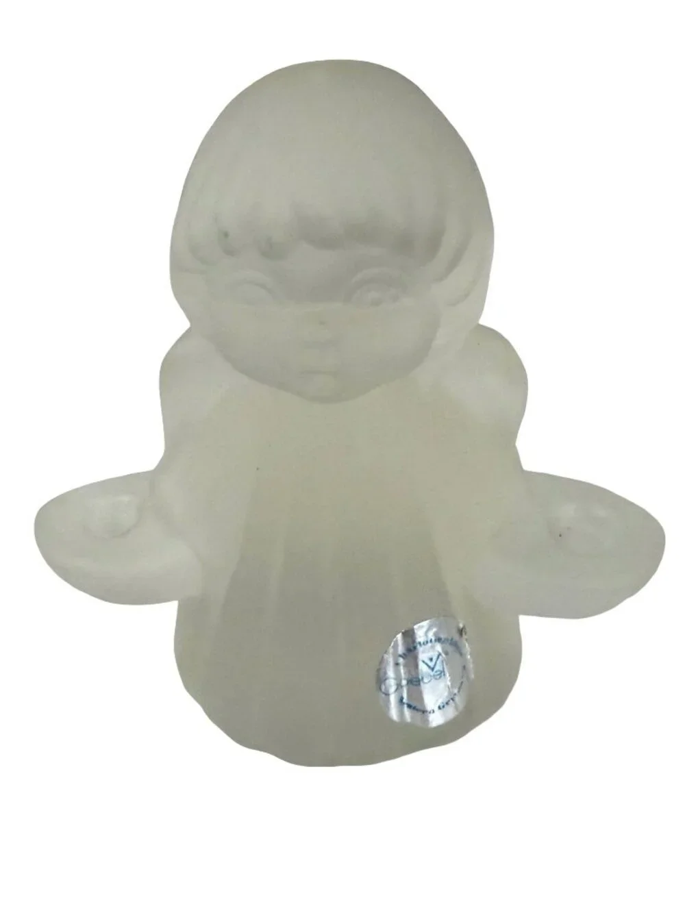 Vintage Goebel West Germany Frosted Glass Angel Double Taper Candle Holder Figur